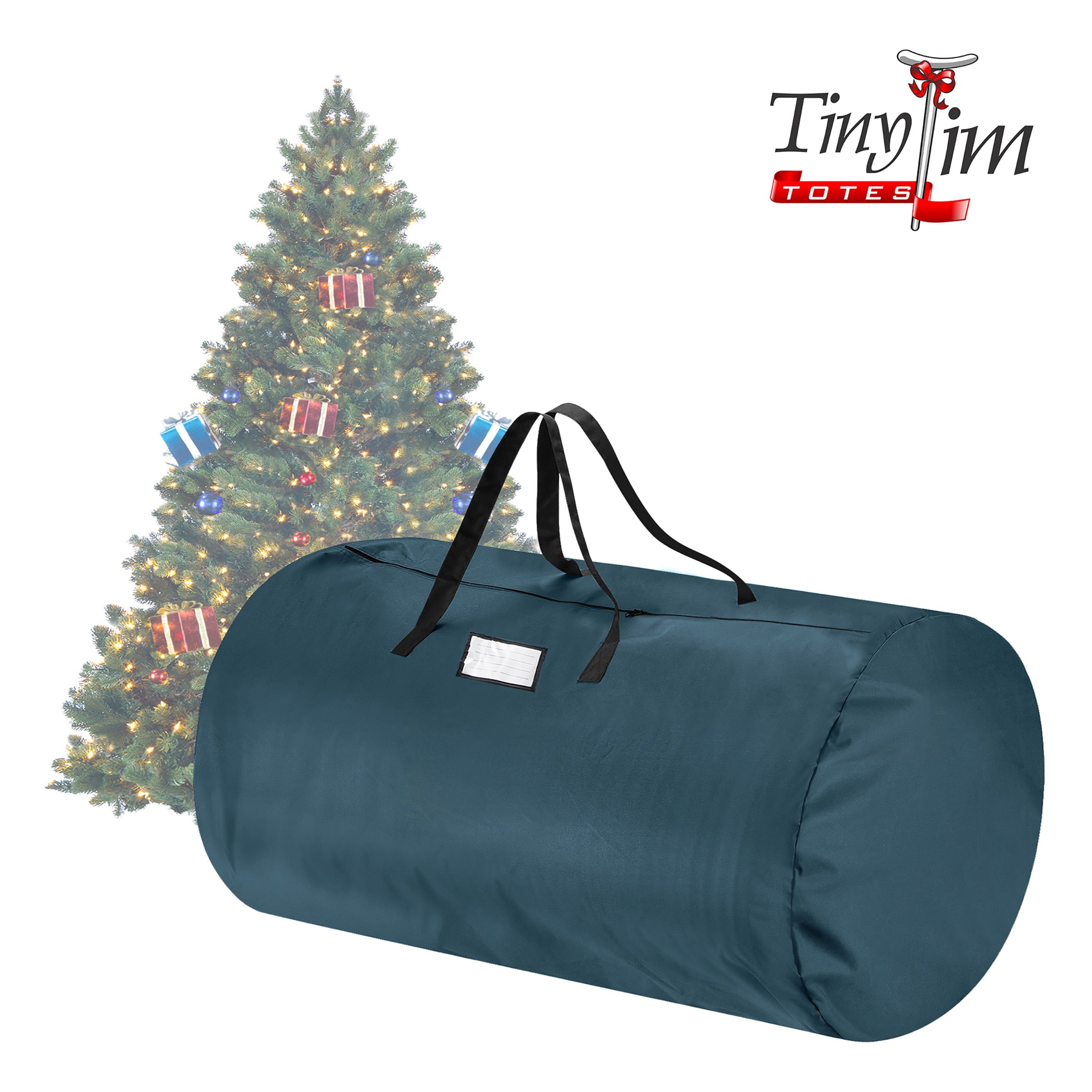 Christmas Tree Storage Bag-Fits up to 12 FT Artificial Tree-Premium Green Canvas & Zipper-Protect Holiday Decorations & Inflatables by Tiny Tim Totes (Green)