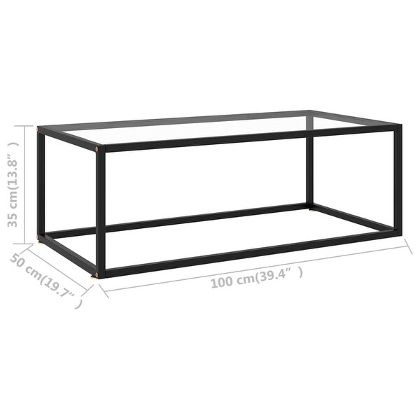 vidaXL Coffee Table Black with Tempered Glass 39.4