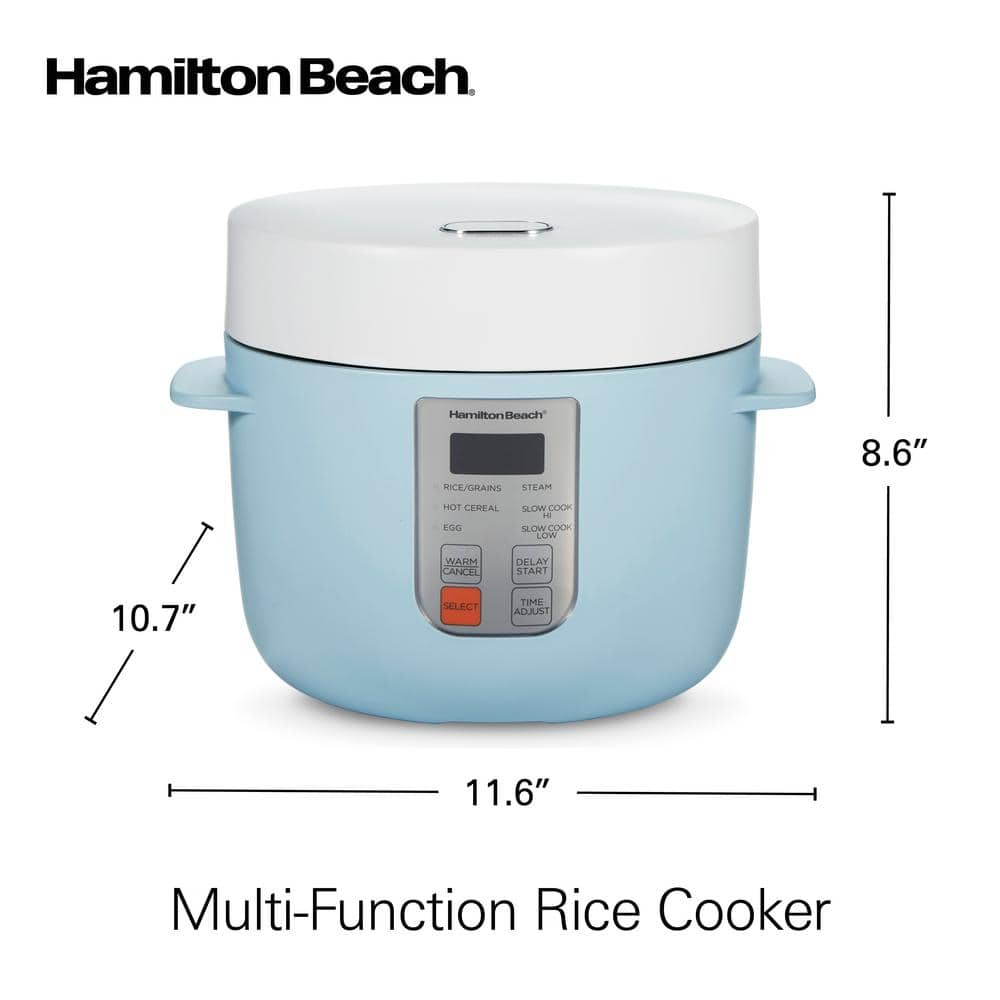 Hamilton Beach 12-Cup Blue Rice Cooker with Multi-Function Settings 37561