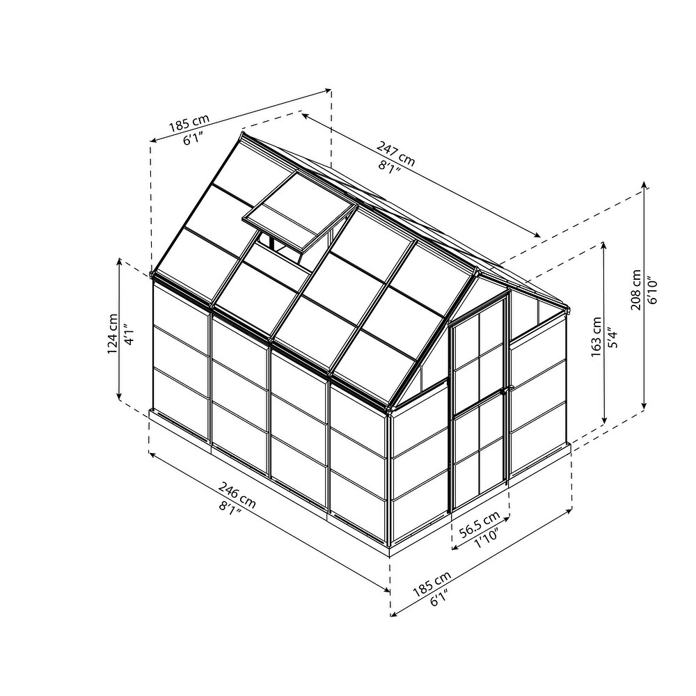 Harmony 6 ft. Silver   Grey /Clear DIY Greenhouse Kit