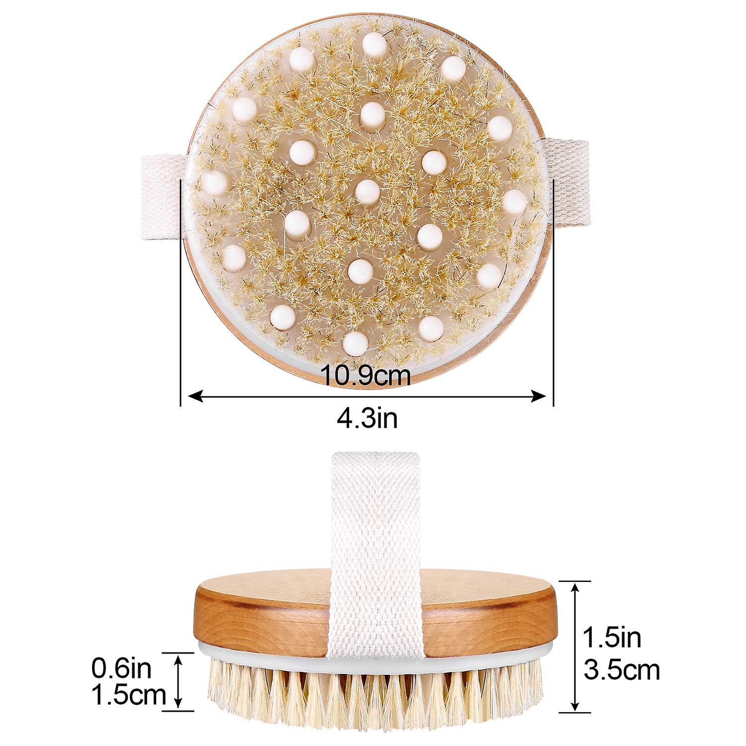 Dry Brushing Body Brush Bath Brush  Natural Bristle Gentle Exfoliating For Softergentle Massage Nodes For Treatment and Improves Lymphatic Functions， St