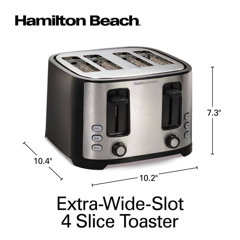 Hamilton Beach 1400-Watt 4-Slice Black and Stainless Steel Wide Slot Toaster 24633V