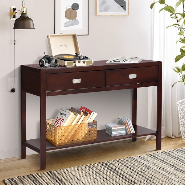 Homy Casa American Traditional Solid Wood Storage Console Table