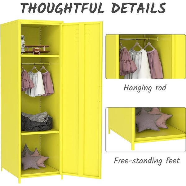 Metal Armoires Locker Cabinet for Kid with Hanging Rod and Shelves - - 36905280