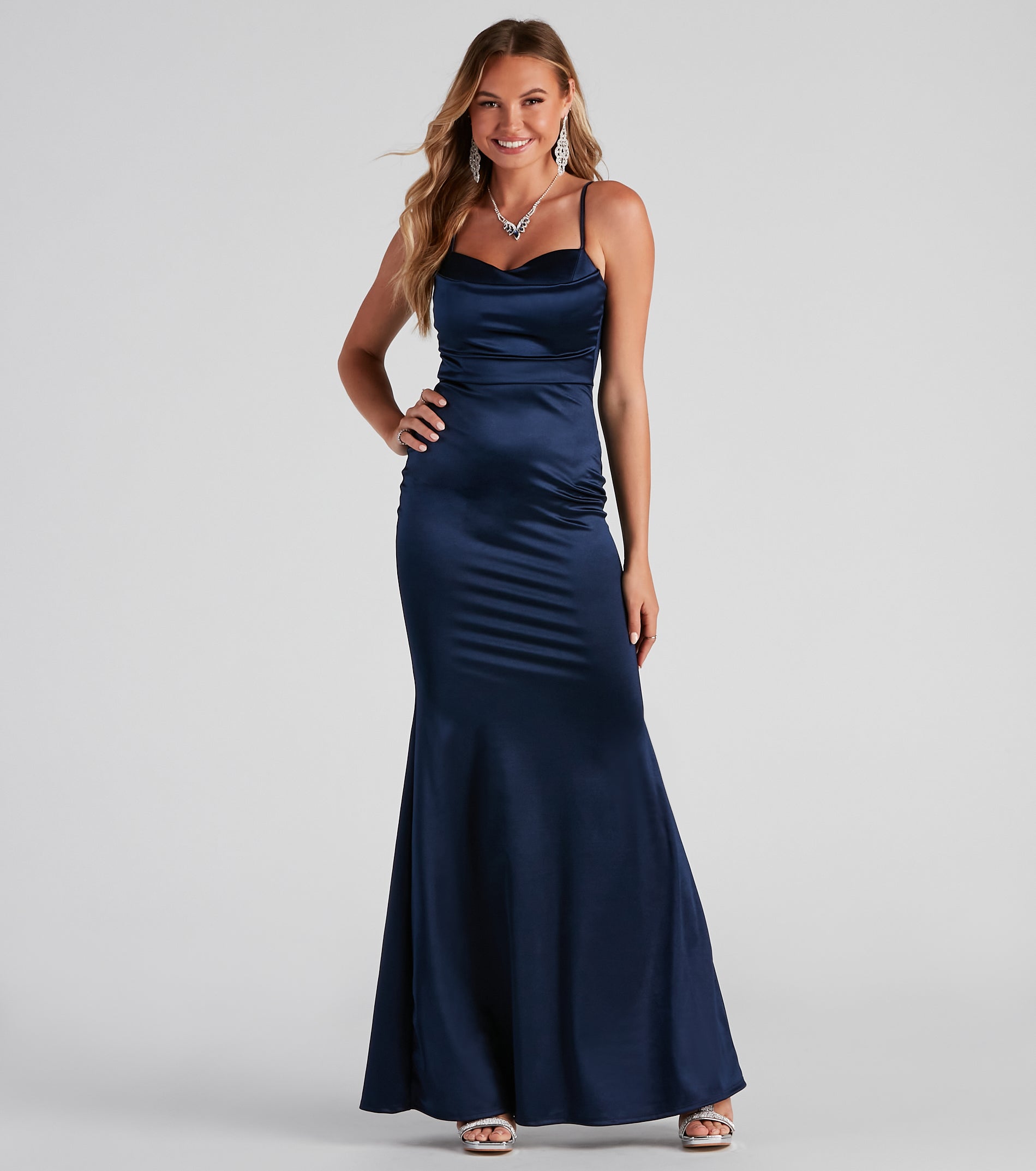 Ciara Sleeveless Satin Formal Dress