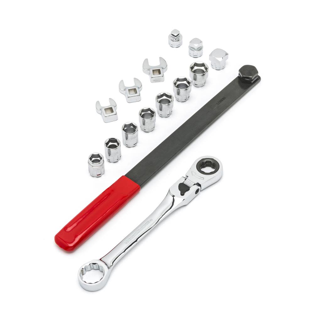 Serpentine Belt Tool Set with Locking Flex Head Ratcheting Wrench