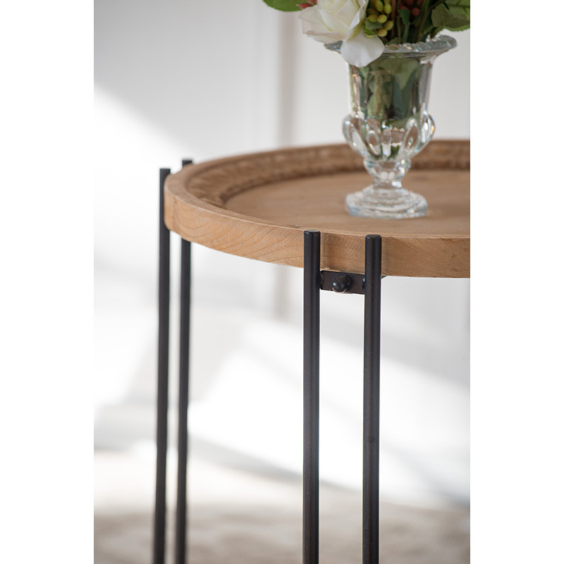 Wood Iron Side Table D21.5x24 quot  Industrial   Side Tables And End Tables   by GwG Outlet  Houzz