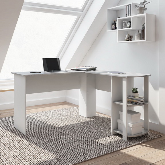 Techni Mobili Modern L Shaped Desk with Side Shelv...