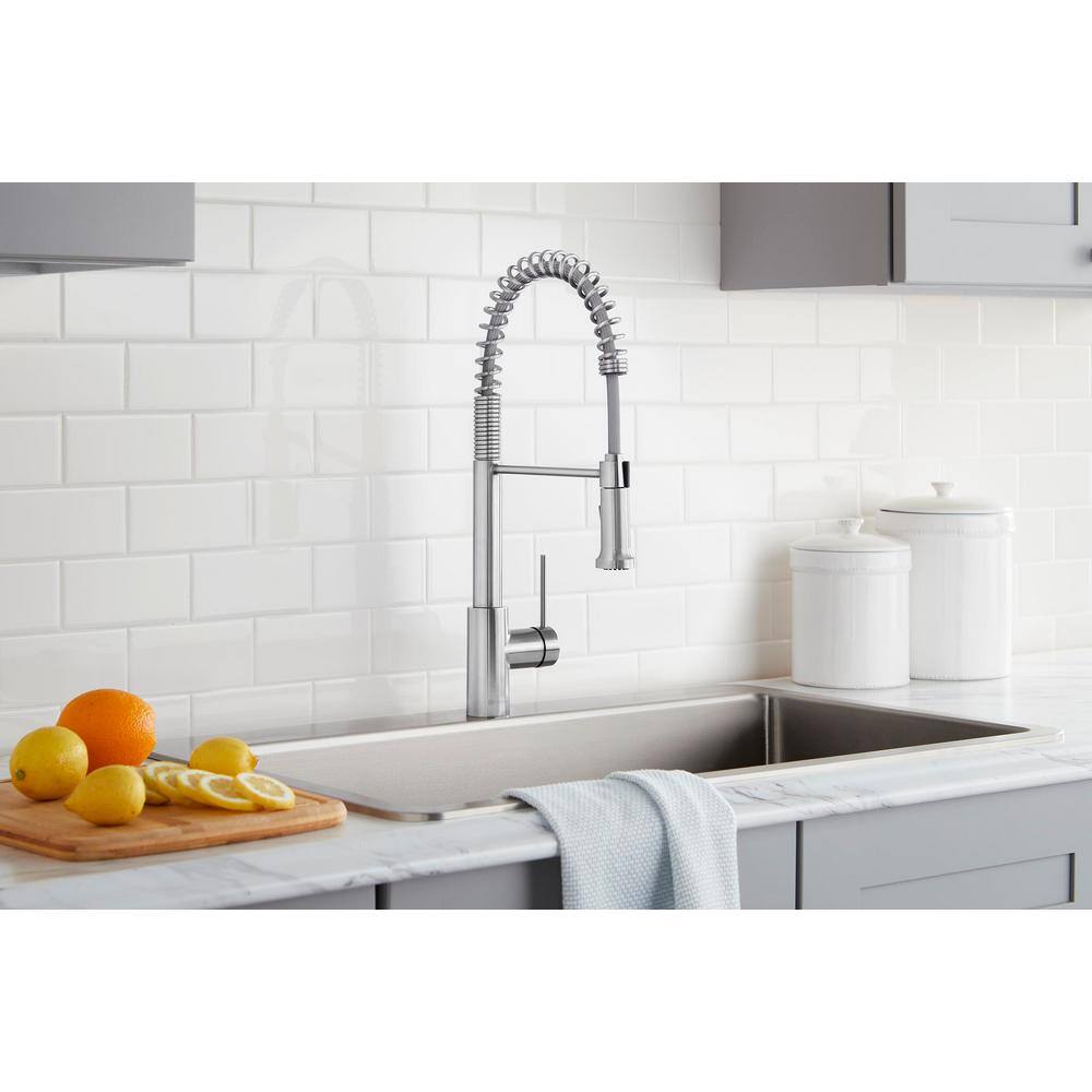 Glacier Bay Lemist Single-Handle Coil Springneck Pull-Down Sprayer Kitchen Faucet in Stainless Steel FP4AF263SS