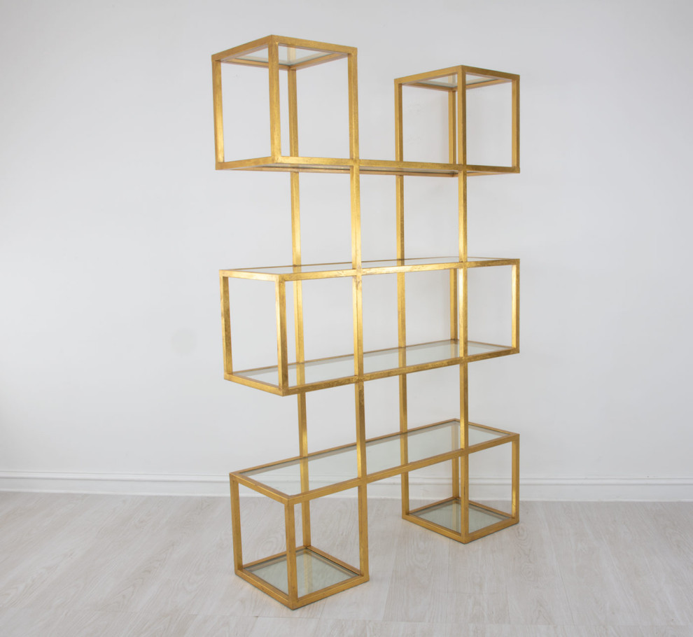 Walden Gold Box Cube Shelf   Contemporary   Bookcases   by Peachtree Fine Furniture  Houzz