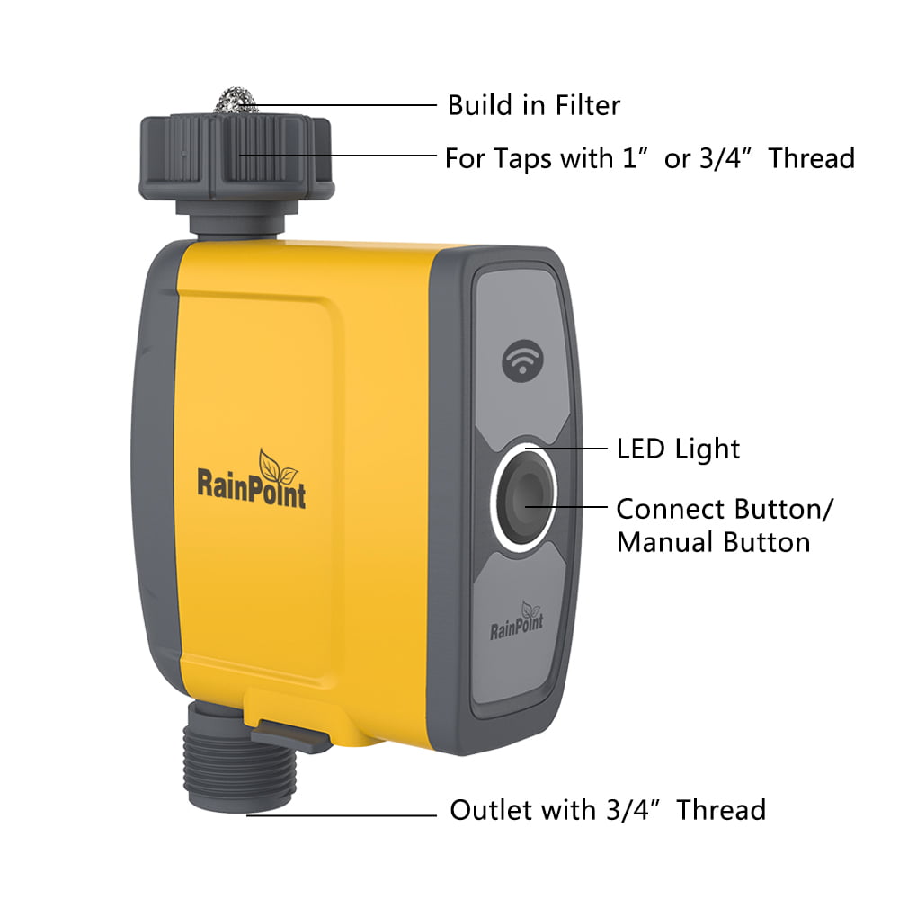 RAINPOINT WiFi Sprinkler Timer Smart Water Timer - Timer Only， Must be Used with WiFi Hub， 2.4Ghz WiFi Only