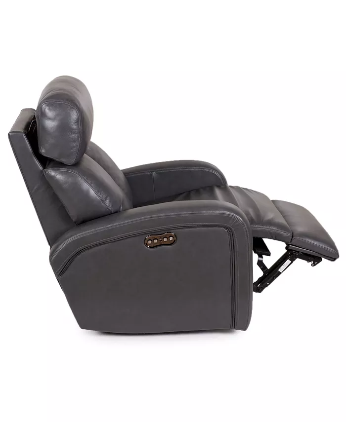 Furniture Criss Leather Power Recliner with Power Headrest and USB Power Outlet