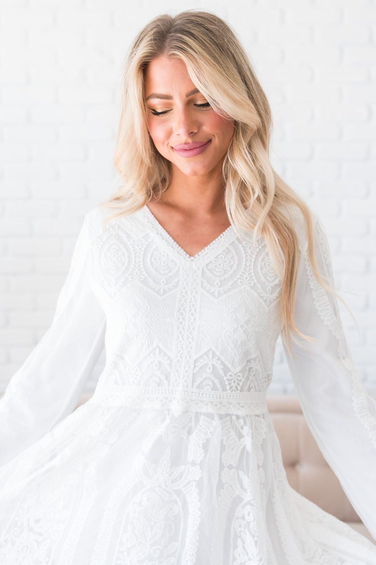 The White Modest Temple Dress