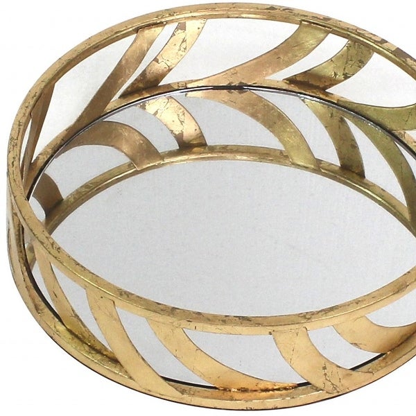 14 x 14 x 4 Gold Streamline Mirror Tray - 14 x 14 x 4