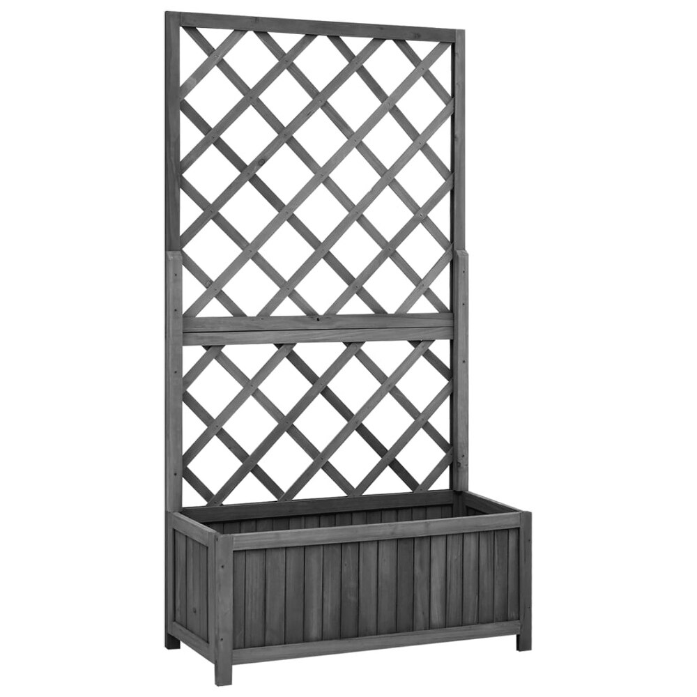 vidaXL Planter Flower Box Trellis Raised Bed Outdoor Planter Solid Firwood   27.6\