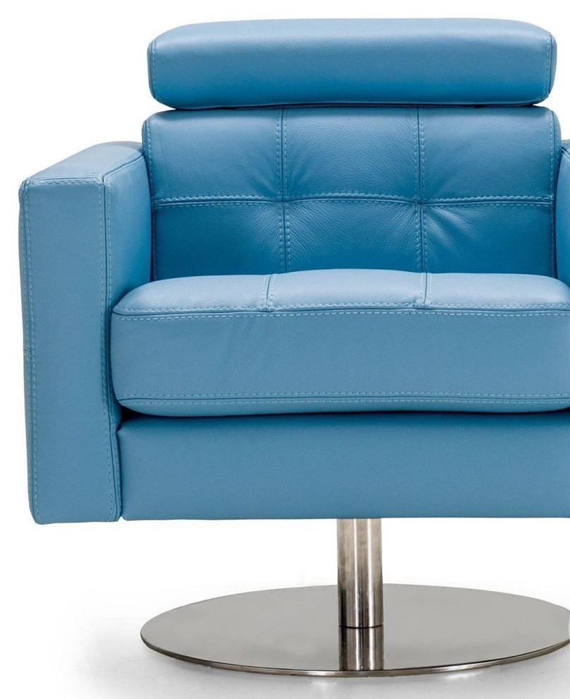 Mimi Accent Chair Full Grain Italian Leather  Blue   Contemporary   Armchairs And Accent Chairs   by V.S.D Furniture  Houzz