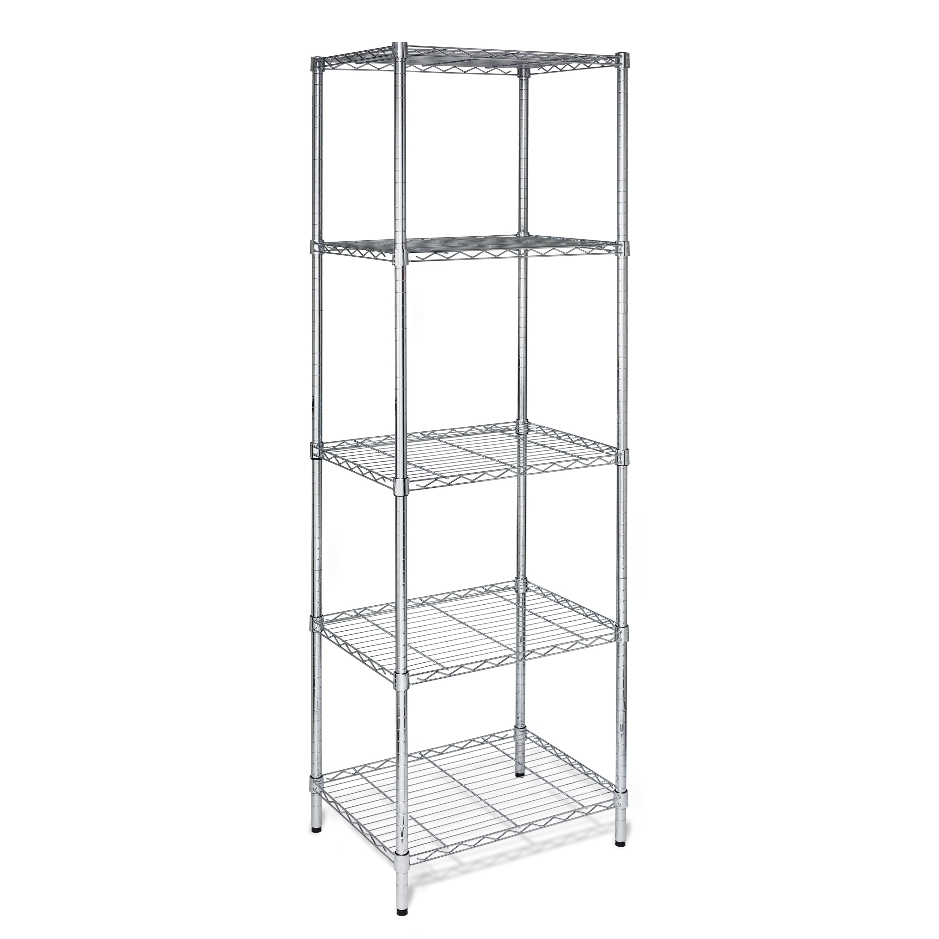 Honey-Can-Do 5-Tier Heavy Duty Adjustable Storage Shelving Unit With 250-lb Per Shelf Capacity, Chrome,Shelves & Shelf Units Chrome,Steel