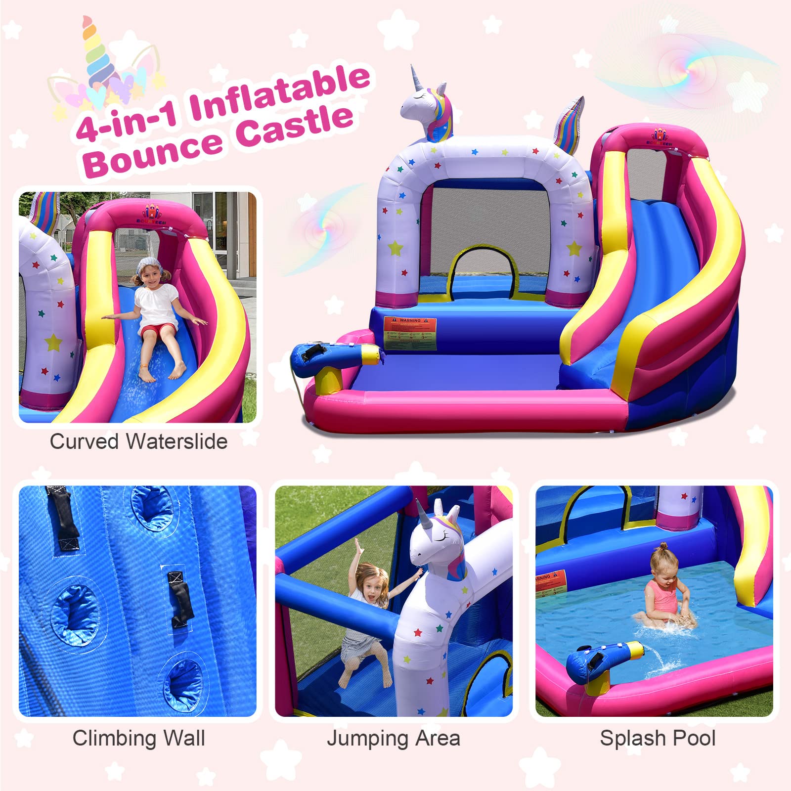 Costzon Inflatable Water Slide, Kids Water Bounce House Wet & Dry with Blower