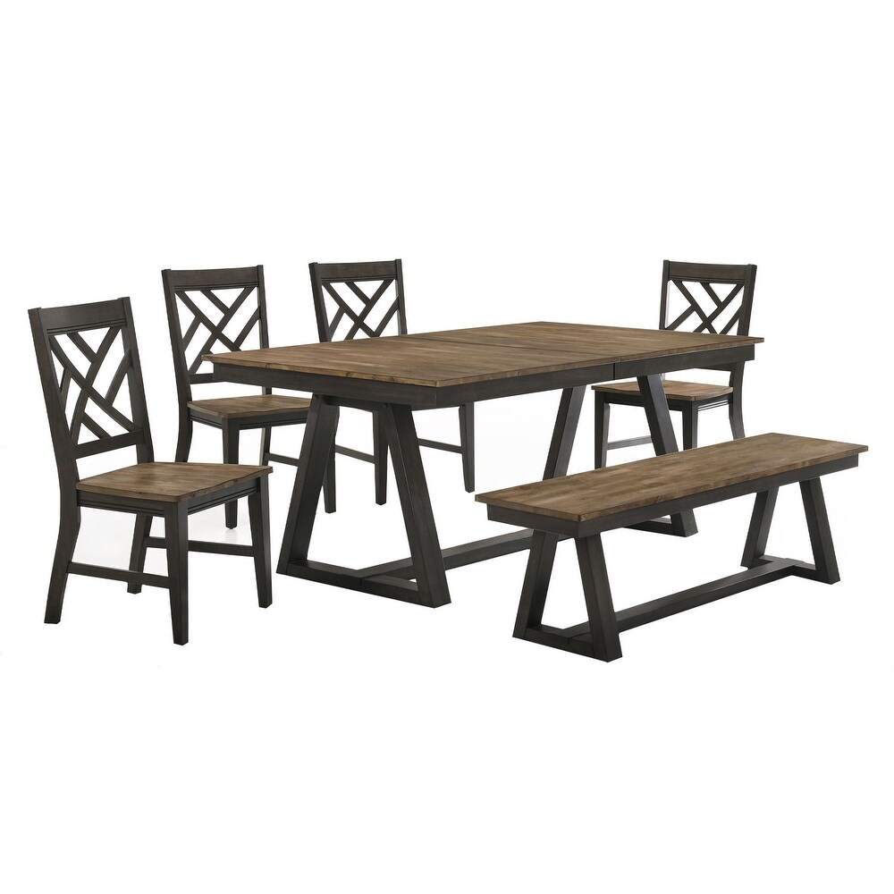 Harper Trestle Table  Brushed Brown   Pecan