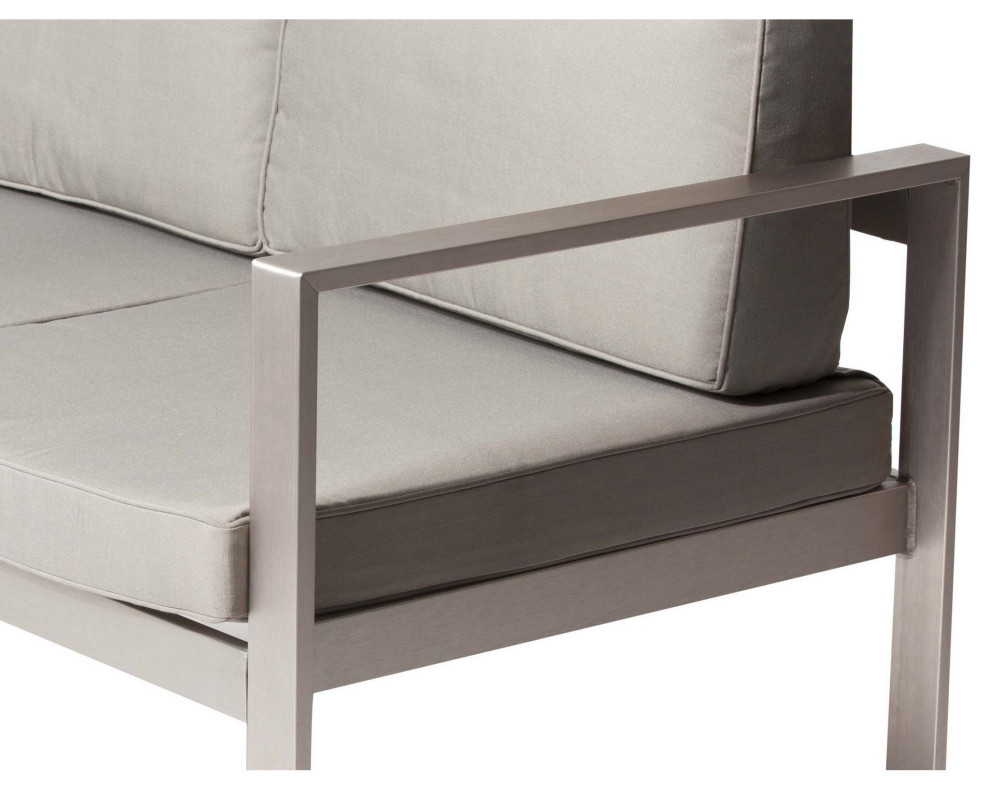 Benzara BM287832 Sofa  Sleek Silver Aluminum Frame  Water Resistant Cushions   Contemporary   Outdoor Sofas   by Uber Bazaar  Houzz