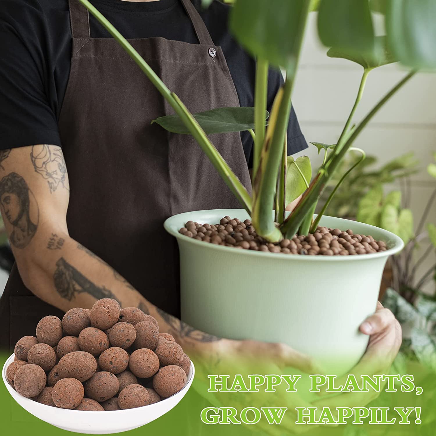 ZeeDix 4lb Clay Pebbles Decorative Organic Seedling Plants Grow Media for Hydroponic Gardening