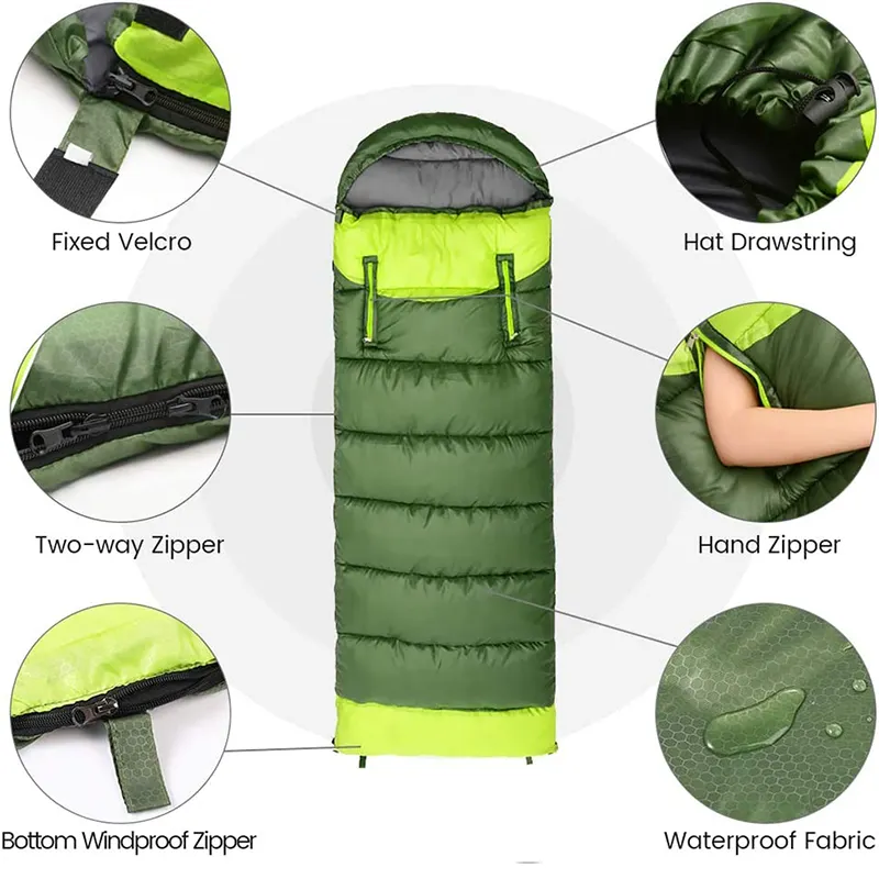 Adult Portable Winter Promotional Price Indoor Envelope Sleeping Bag With Drawstring Hood