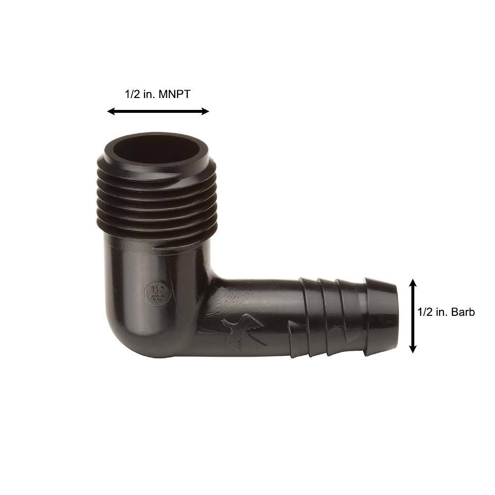 Rain Bird 12 in. Barbed x 12 in. MNPT Irrigation Swing Pipe Elbow SWGE050S