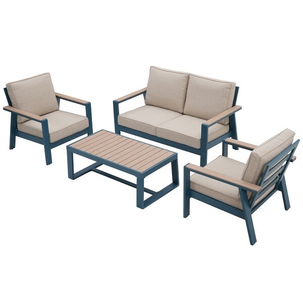 Zenova Aluminum Outdoor Sofa，Patio Sofa Sets，Patio Sectional Sofa Couch，Furniture Conversation Sets