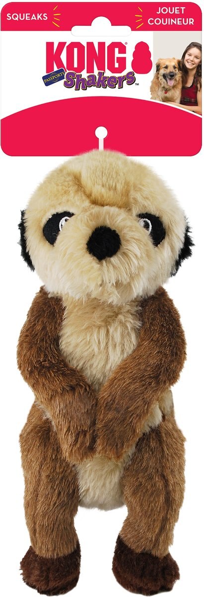 KONG Shakers Passports Meerkat Squeaky Plush Dog Toy， Medium