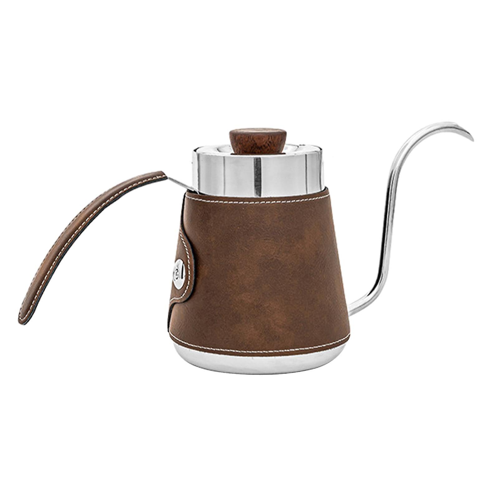 Pour Over Drip Pot 600ml Gooseneck Coffee Kettle For Hotel Entertain Camping Brown