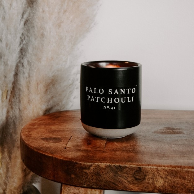 Sweet Water Decor Palo Santo Patchouli 12oz Black Stoneware Candle