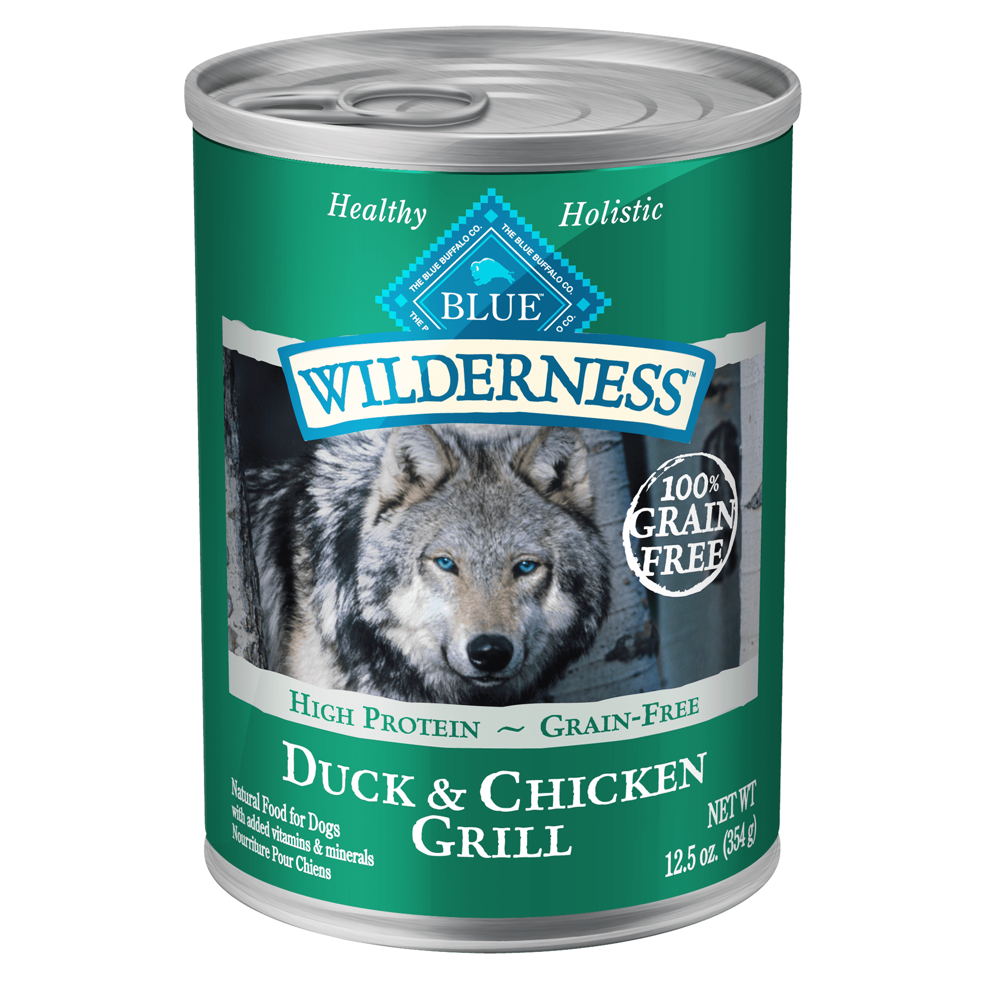 BLUE BUFFALO Blue Wilderness Duck amp; Chicken Grill Canned Dog Food， 12.5 oz.， Case of 12