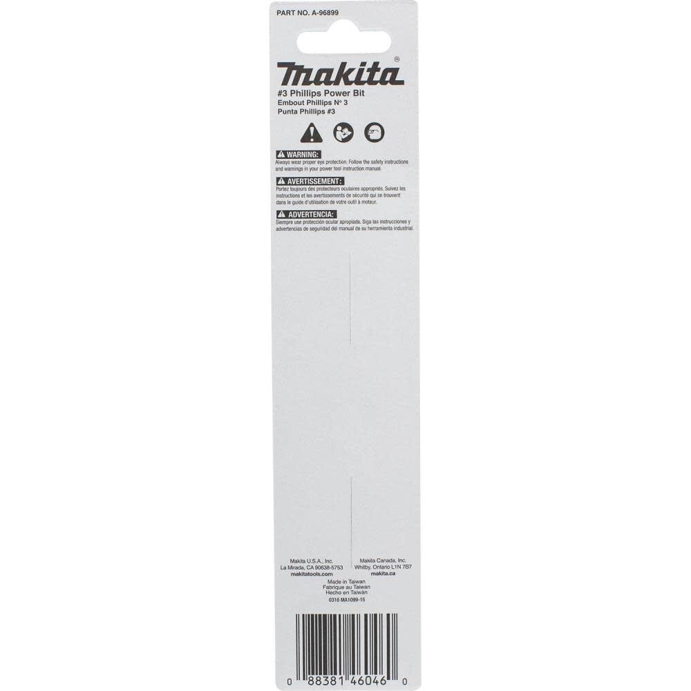 Makita Impact X #3 Phillips 6 Power Bit A-96899 from Makita