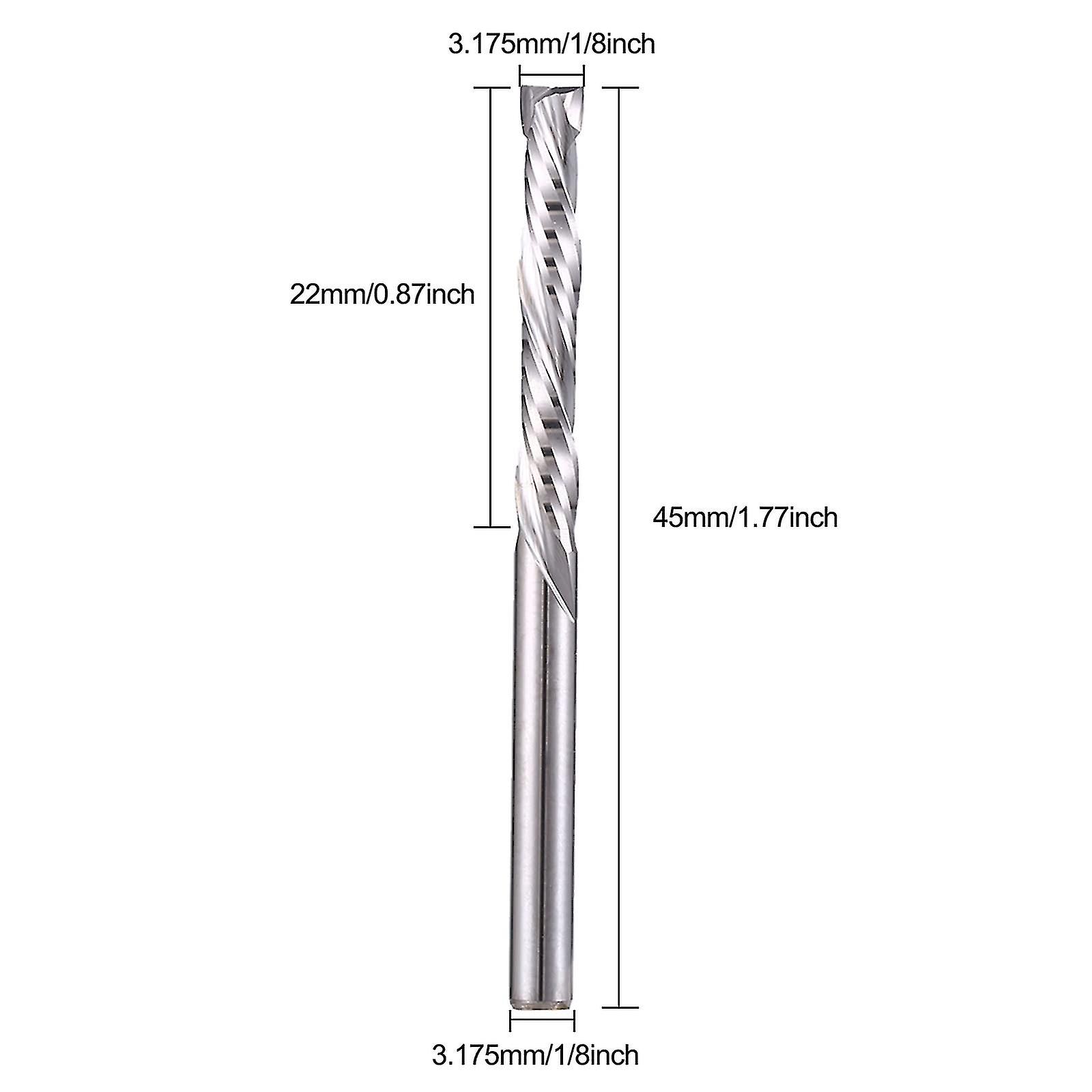 Spiral Carbide Bits， Two Way Cut， Size: 3.175 X 22mm， For Cnc S Set Of 5 Pieces