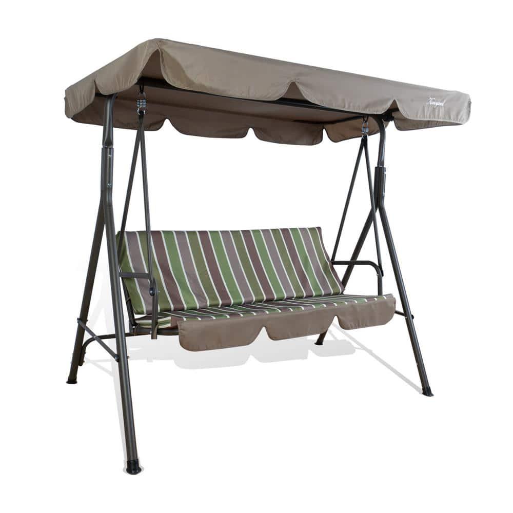 KOZYARD Powder Coated Steel Frame Lime Patio Swing with 3 Comfortable Cushion Seats and Strong Weather Resistant