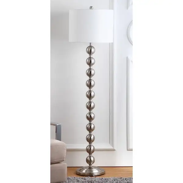 SAFAVIEH Lighting 59-inch Reflections Stacked Ball Nickel Floor Lamp - 15