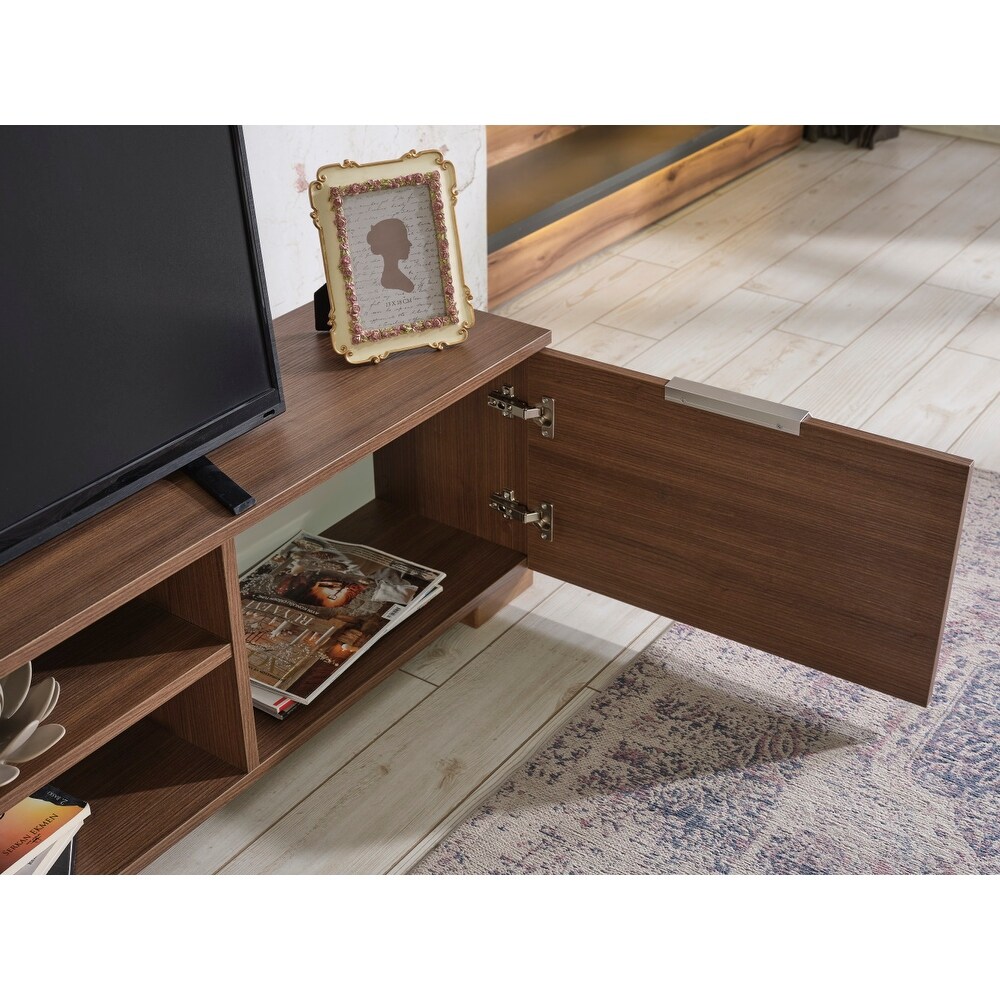 Mid Century Modern Tv Stand 2 Door Cabinets 2 Shelves 66 inch Tv Unit，for Living Room Bedroom