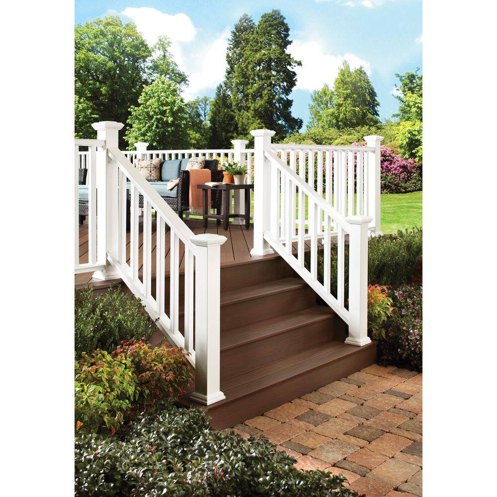 Fiberon 36in. x 3.5in. ArmorGuard Regency White Composite Stair Railing Kit SEC19 RWS 6KD HW