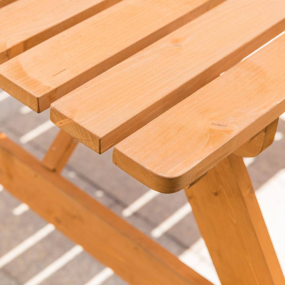 GARDENISED Stained Rectangular Wood 29.25 in. H Picnic Table A-Frame Outdoor Patio Deck Garden QI003905.ST