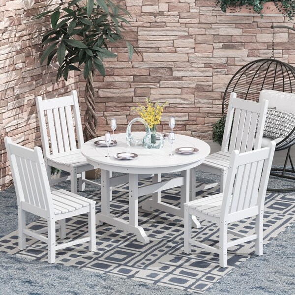 Polytrends Laguna Hdpe All Weather Outdoor Patio Dining Set with Round Table，Armless Chairs (5Piece Set)