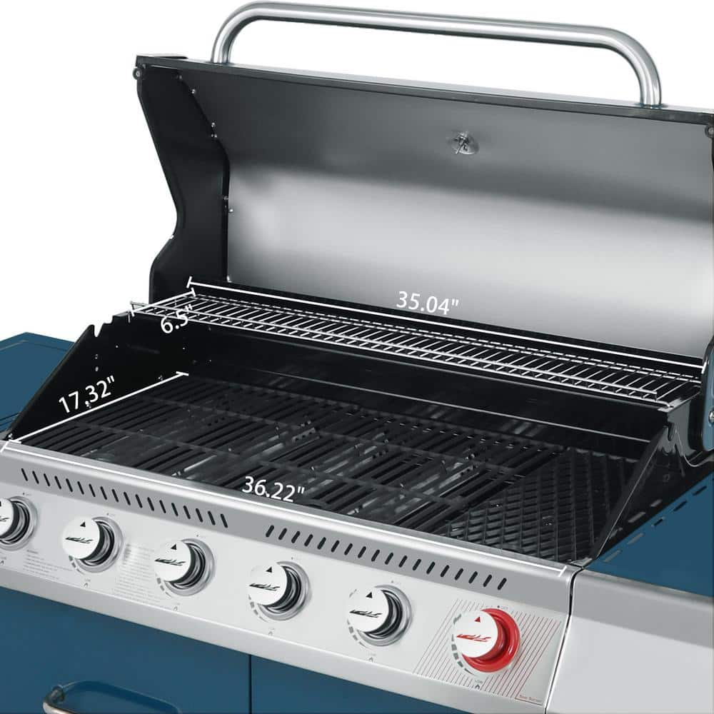 Royal Gourmet 6-Burner Propane Gas Grill in Blue with Sear Burner and Side Burner GA6402B