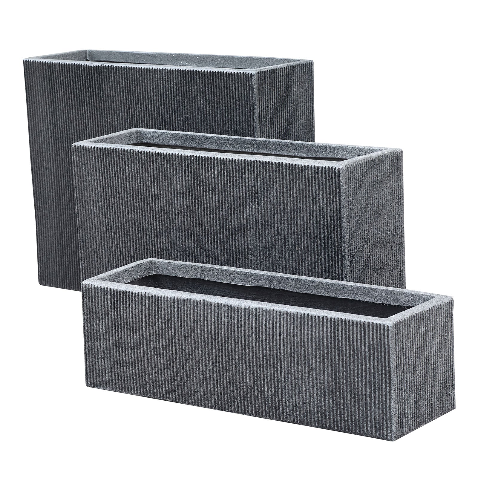 Set Of 3 Outdoor/Indoor Fiberglass Concrete Planter Box Xk-8302D+E+F