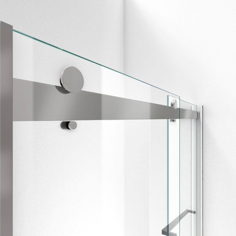 DreamLine Essence 56 to 60 in. x 76 in. Semi-Frameless Sliding Shower Door in Brushed Nickel SHDR-6360760-04