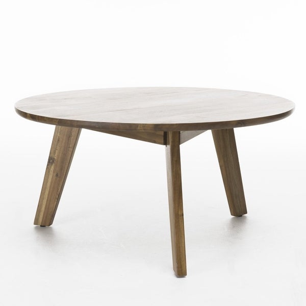 Albin Modern Acacia Wood Round Coffee Table， Natural