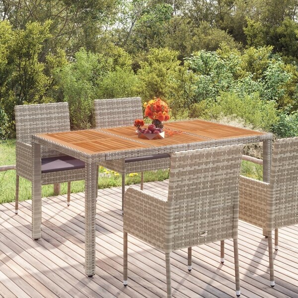 vidaXL Patio Table with Glass Top Black/Gray multisize Poly Rattan