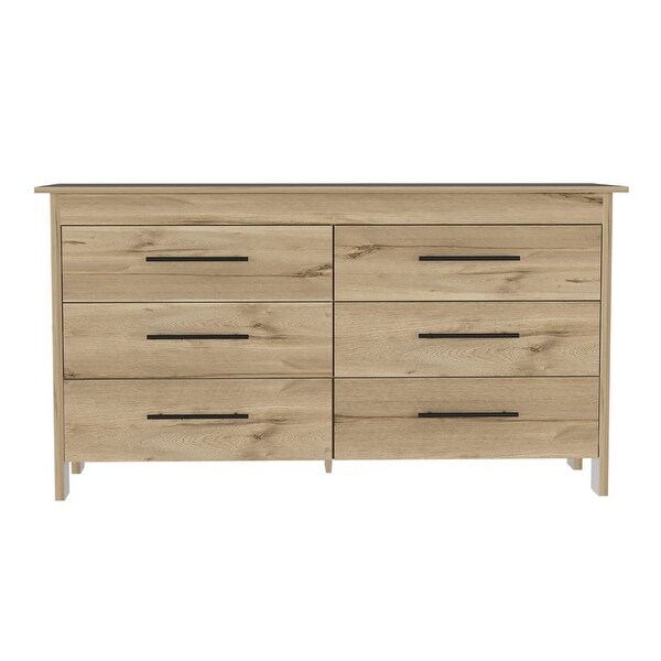 Classic Style 6-Drawer Rectangle Dresser for Bedroom， Superior Top， Modern Storage Dressers Organizer for Living Room - - 37828104