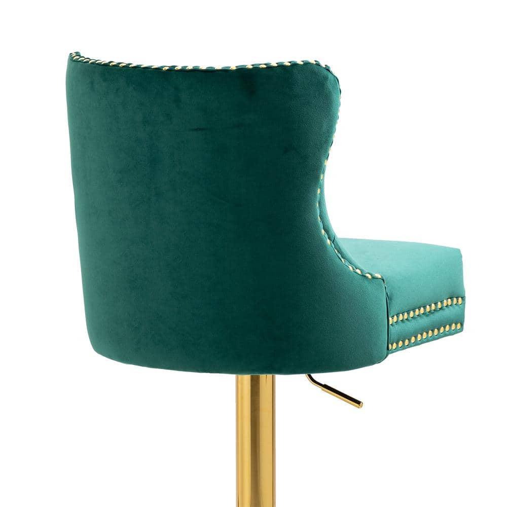 ZIRUWU 46.46 in.Emerald Metal Bar Stool with Back and Footrest Counter Height bar Chairs ZZQ-JBY721A24