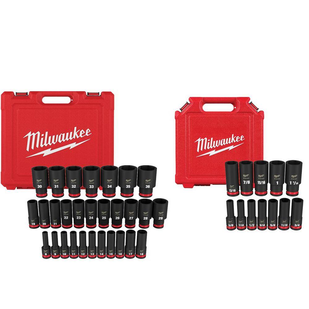 MW SHOCKWAVE 12 in. Drive MetricSAE 6 Point Impact Socket Set (41-Piece) 49-66-7015-49-66-7011