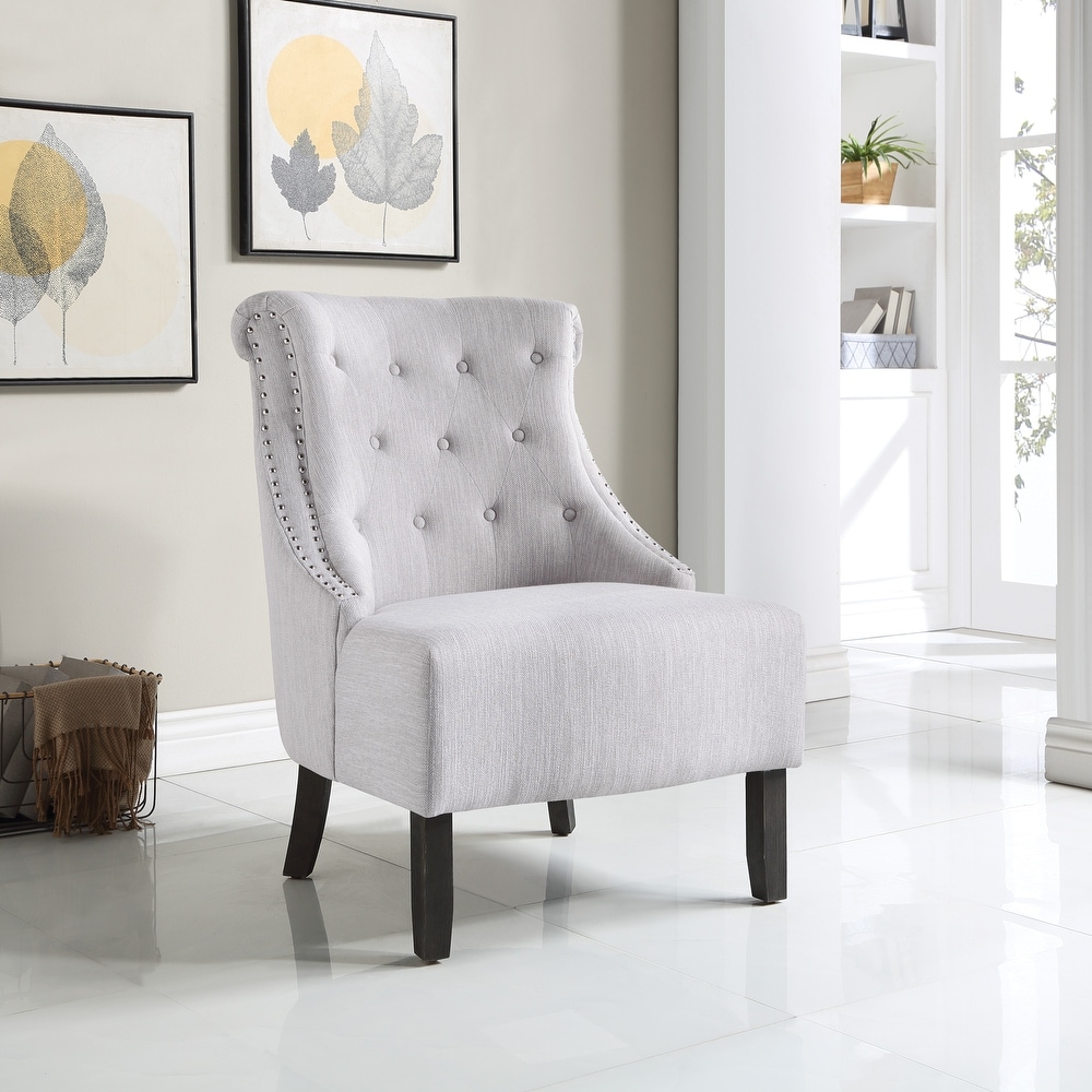 Evelyn Tufted Chair with Grey Wash Legs