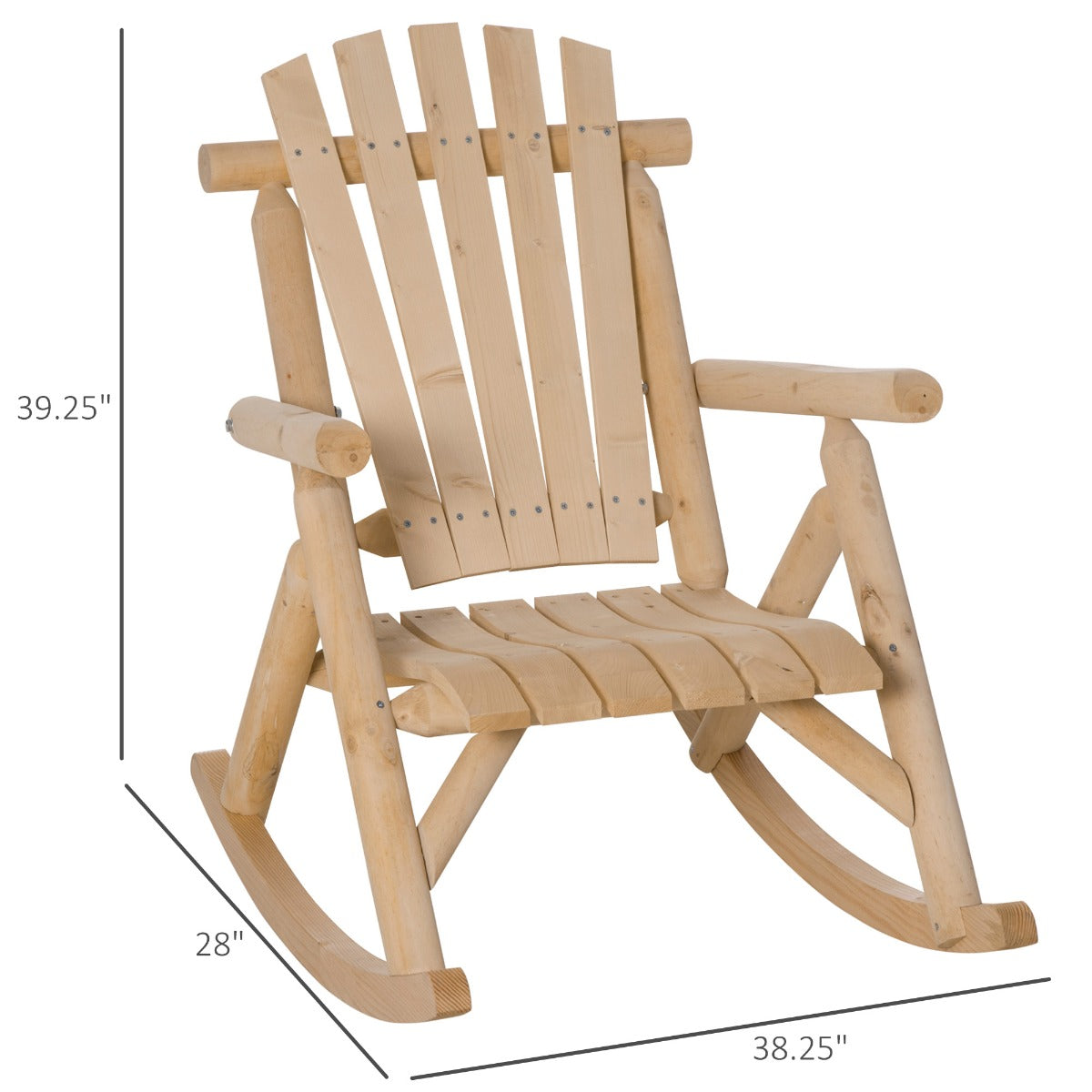 Tomshine Wooden Rustic Rocking Chair Indoor Outdoor Adirondack Rocker for Patio, Natural